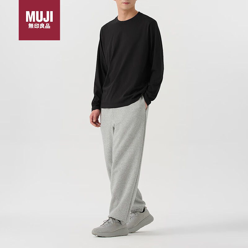 MUJI 无印良品（MUJI）男式 棉混抗菌 长袖T恤 男士打底衫男款 保暖秋衣 黑色 