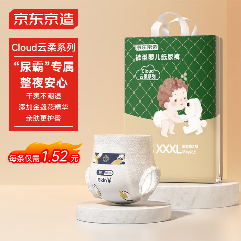 京东京造 婴儿拉拉裤 Cloud系列 XXXL50片 62.9元（需买3件，共188.7元）