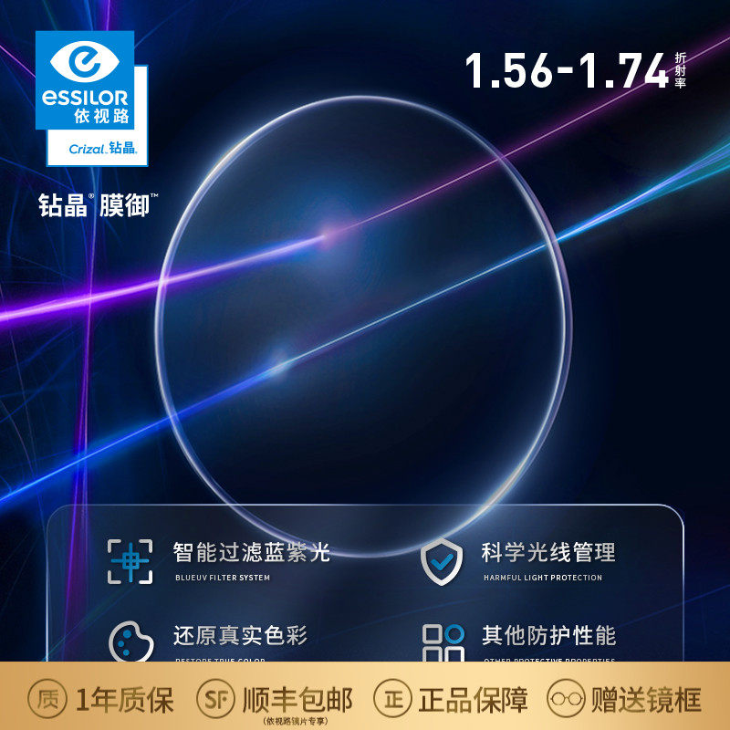 Coastal Vision 依视路钻晶膜御1.60镜片 赠框架 230元（需用券）