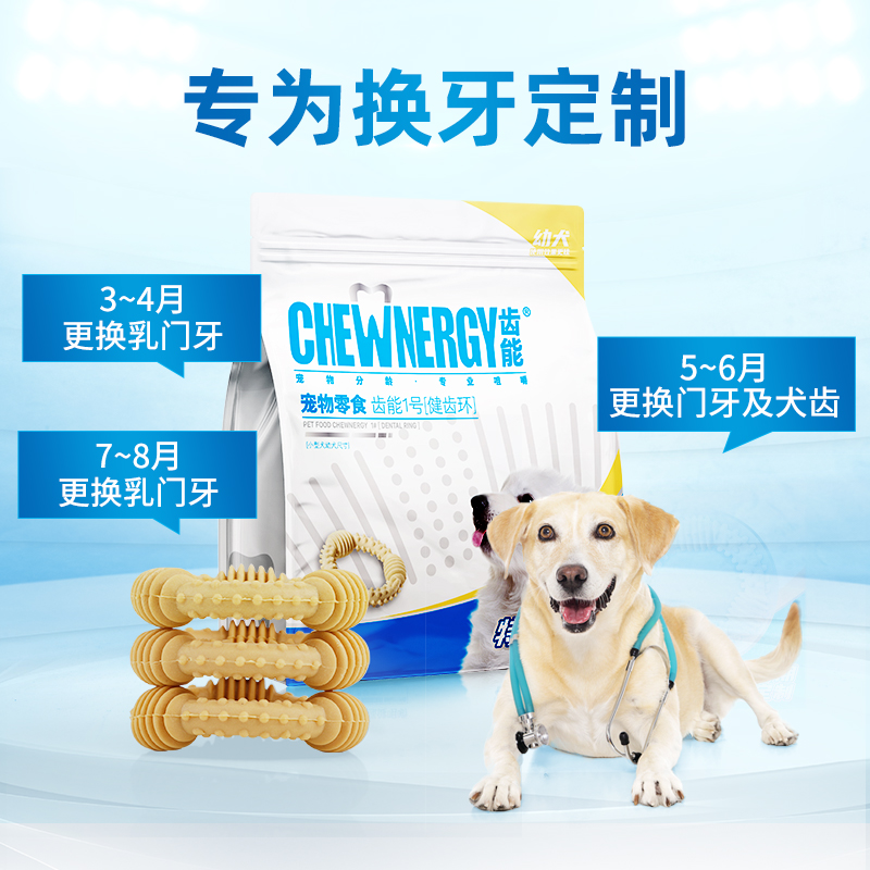 CHEWNERGY/齿能 齿能健齿环换牙期磨牙棒咬胶狗狗零食奖励小狗幼犬耐咬洁齿