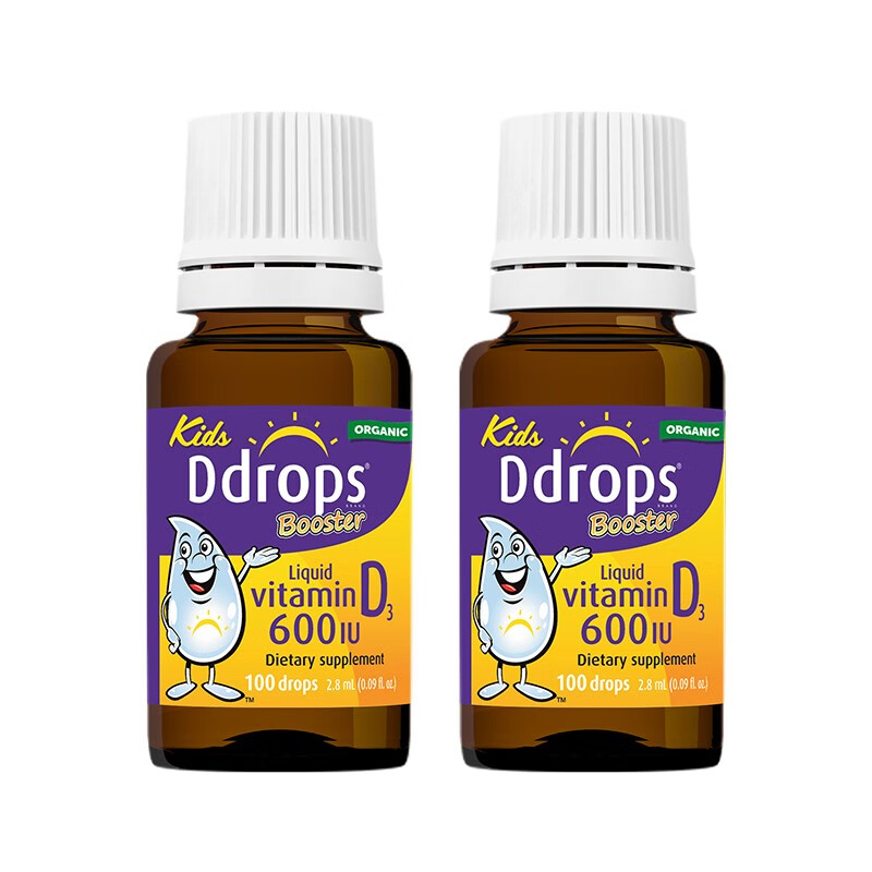 Ddrops 滴卓思婴儿维生素D3滴剂 婴幼儿ad滴剂 儿童600iuD3*2瓶 90元（需买2件，