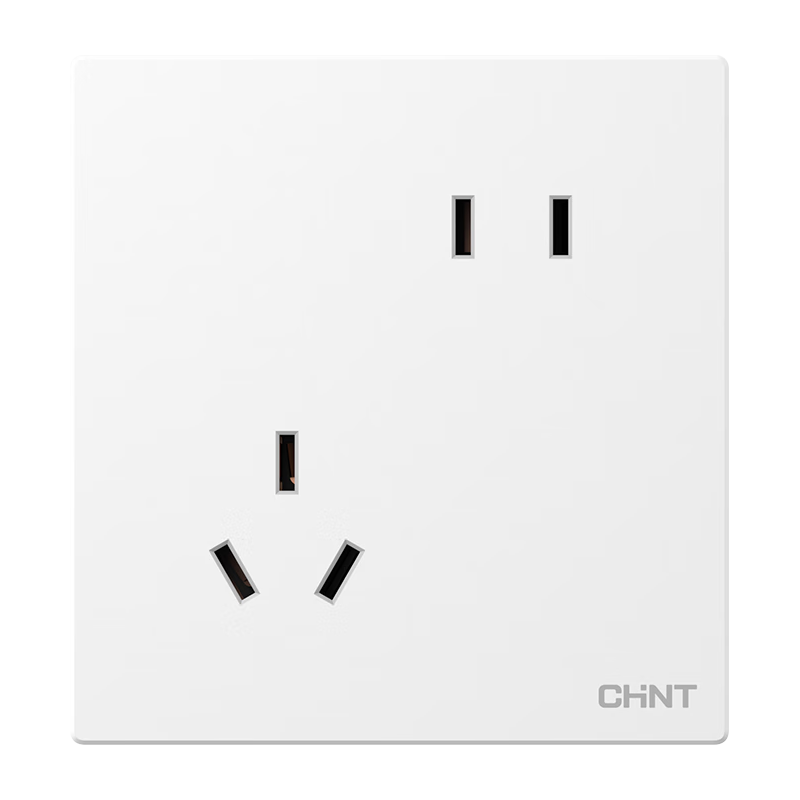 正泰 开关插座 免喷涂奶油风大板 插座面板暗装 X1M 斜五孔菱花白哑光 11.39