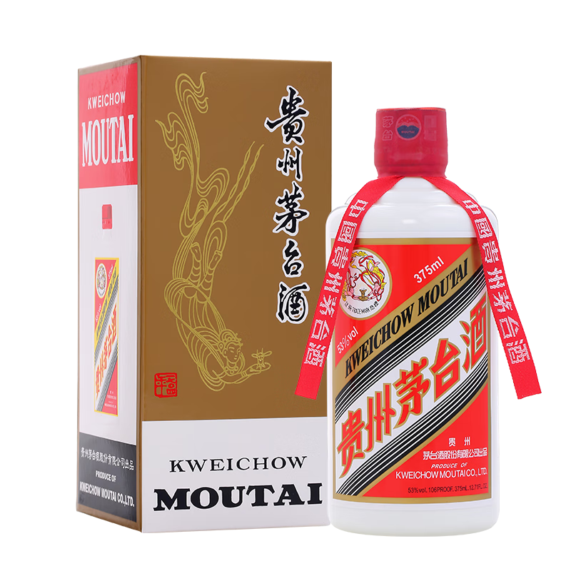 京东百亿补贴、plus会员、需首购：茅台 飞天 酱香型白酒 53度 375ml 单瓶装 17