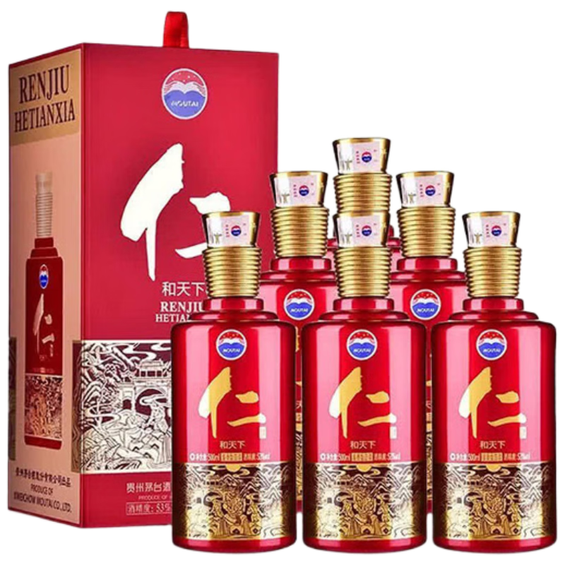 需入会:茅台 MOUTAI 仁酒 和天下 53度 酱香型白酒 500ml*6瓶 1503.36元