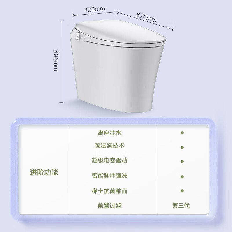 PLUS会员：JOMOO 九牧 S490 智能马桶一体机 400mm 1659元（双重优惠，返100元后）