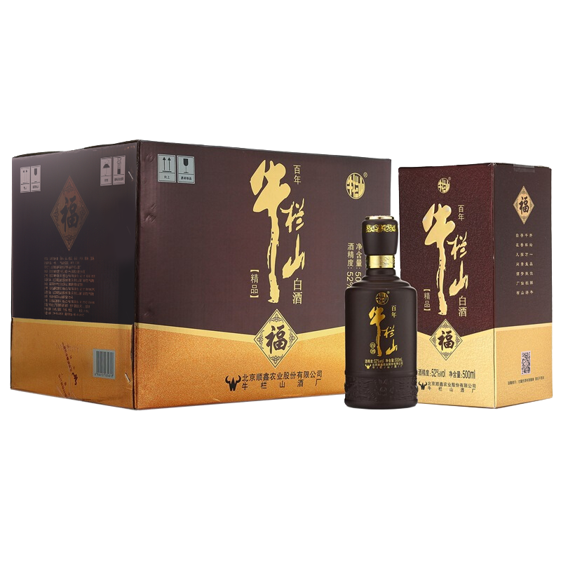 PLUS会员：牛栏山 百年精品福 浓香型 白酒 52度 500ml*6瓶 整箱装 420.75元包邮