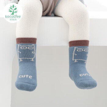 kocotree kk树 儿童秋冬保暖加厚防滑地板袜 蓝色猫头鹰-一双L码 6.9元（需用券）
