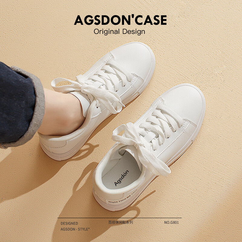 移动端：Agsdon 奥古狮登 Augusdon 奥古狮登 女士小白鞋 G801 79元