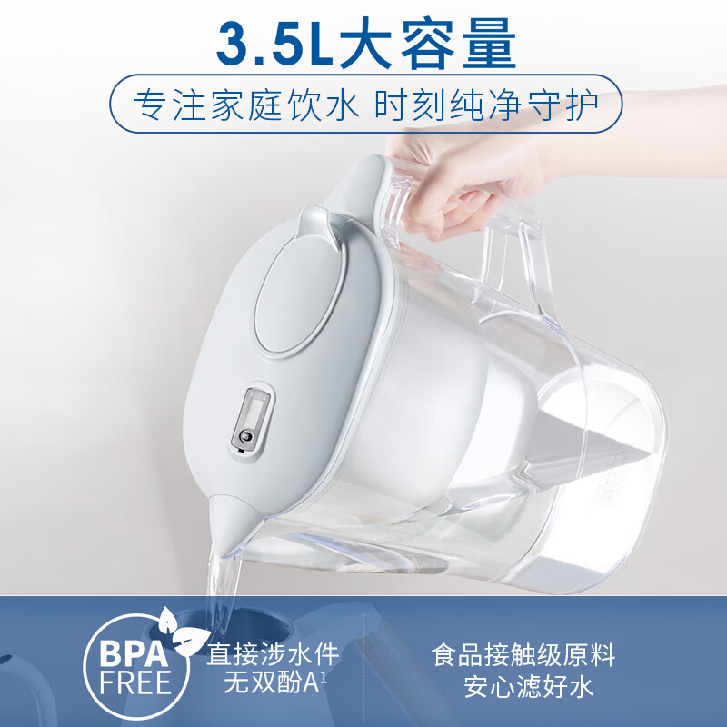 以旧换新、PLUS会员：BRITA 碧然德 晨汐水壶蓝色+专家版滤芯5枚（到手1壶6芯