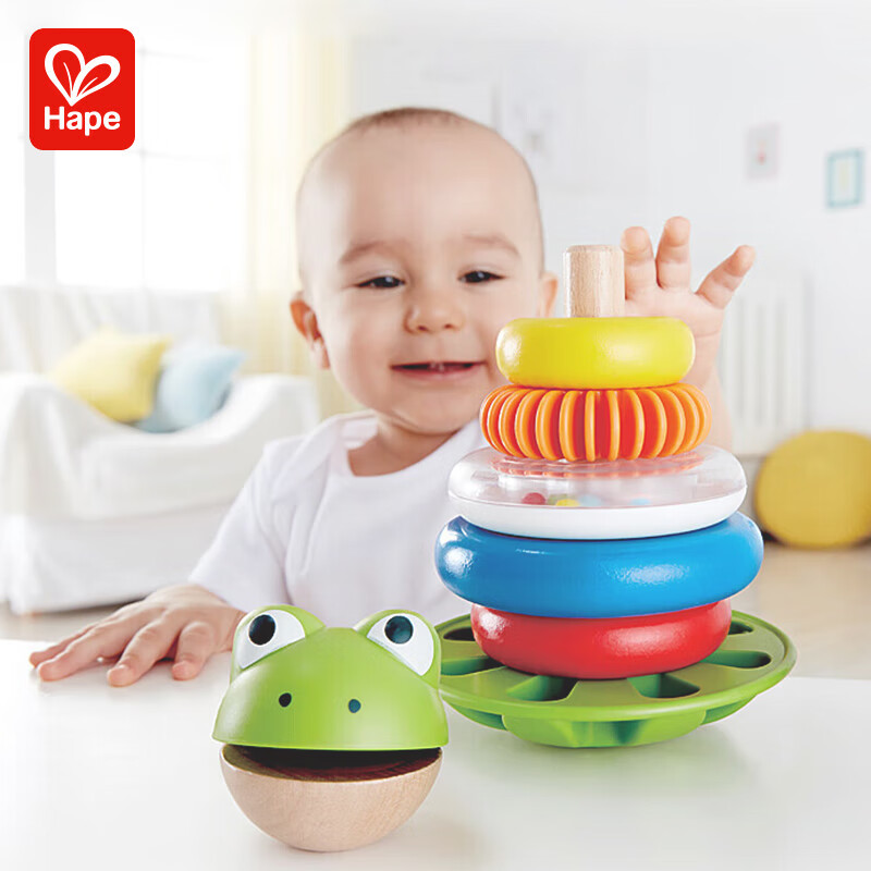 Hape 儿童玩具 青蛙花式圆环堆塔 E0457 33.61元（需用券）