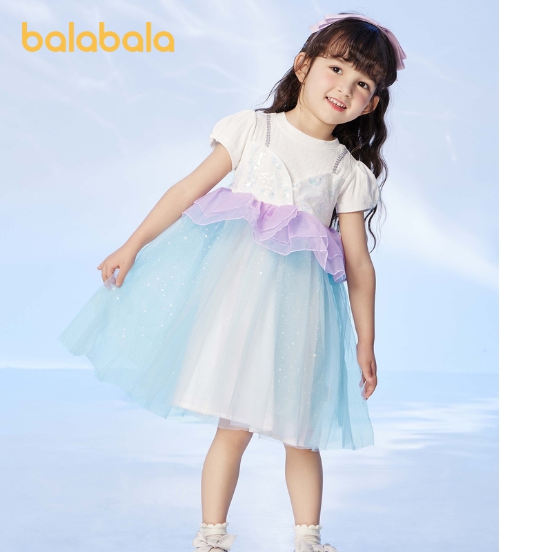 88VIP：巴拉巴拉 女童可爱假两件连衣裙 本白10101 100cm 56.91元（拍下立减）