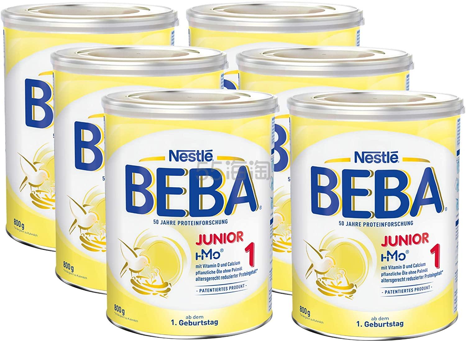 【含税直邮】Nestlé 雀巢 BEBA Junior 1 幼儿奶粉 适用于1岁以上幼儿, 6罐装(6 x 800g)