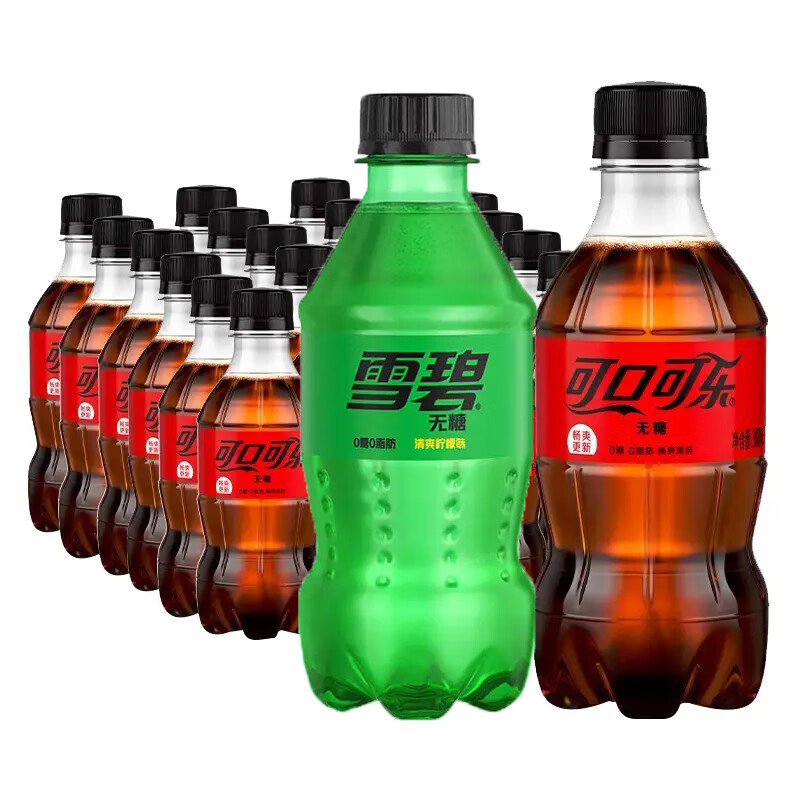 Coca-Cola 可口可乐 迷你可乐汽水碳酸饮料 300mL24瓶无糖可乐12雪碧12 33.8元