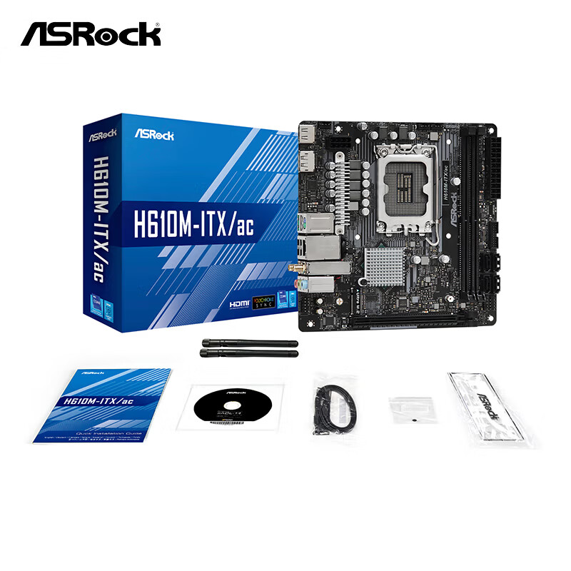 ASRock 华擎 H610M-ITX/ac 迷你主板 支持cpu 13400/12400F/12490F（Intel H610/LGA 1700） H610M