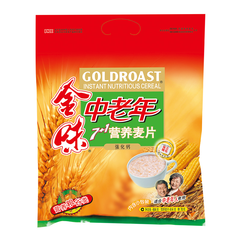 GOLDROAST 金味 冲饮麦片中老年7+1营养麦片强化钙484g*1袋早餐代餐燕麦 12元（