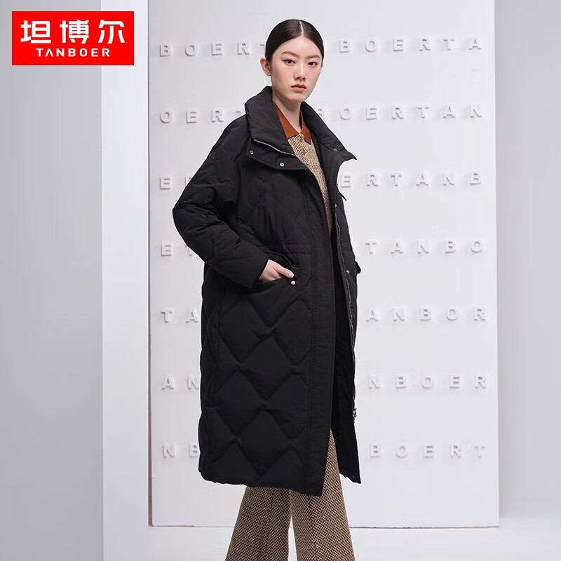 坦博尔 菱形格羽绒服 TD336836 黑色 170/92A 297.28元（需用券）