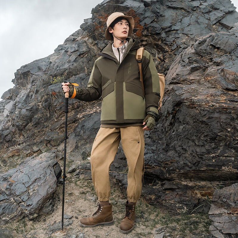 千仞岗 冬季男士工装拼接羽绒服 海军蓝 XL 159元（需用券）