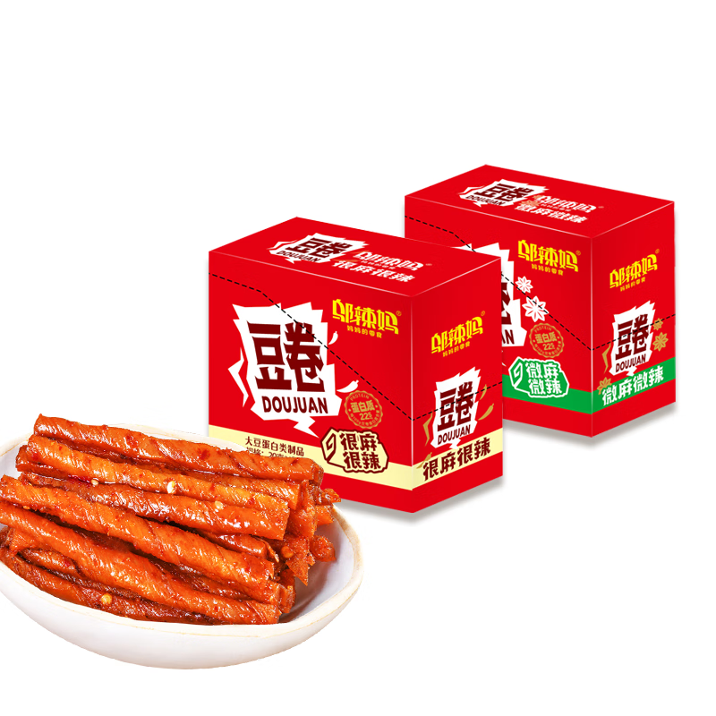 邬辣妈 盒装豆卷 很麻很辣20g*20包（赠素牛排60g*5包） 14.71元（需买2件，需