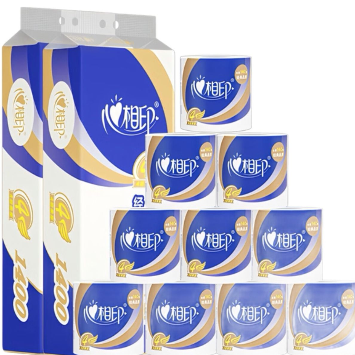 心相印卷纸心柔卷筒纸有芯大卷卫生纸实惠装卷纸家用纸巾厕纸140克/卷 4层 