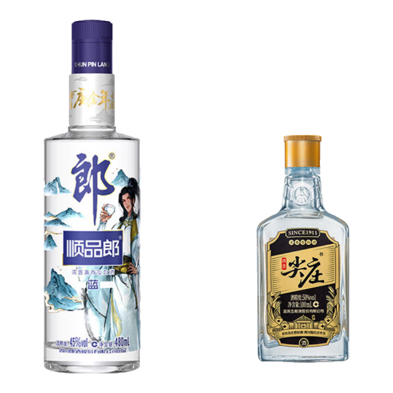 郎 顺品郎 蓝顺480 庆余年（联名款）45度480ml 1瓶+绵柔尖庄小酒 50度 100mL 1瓶 