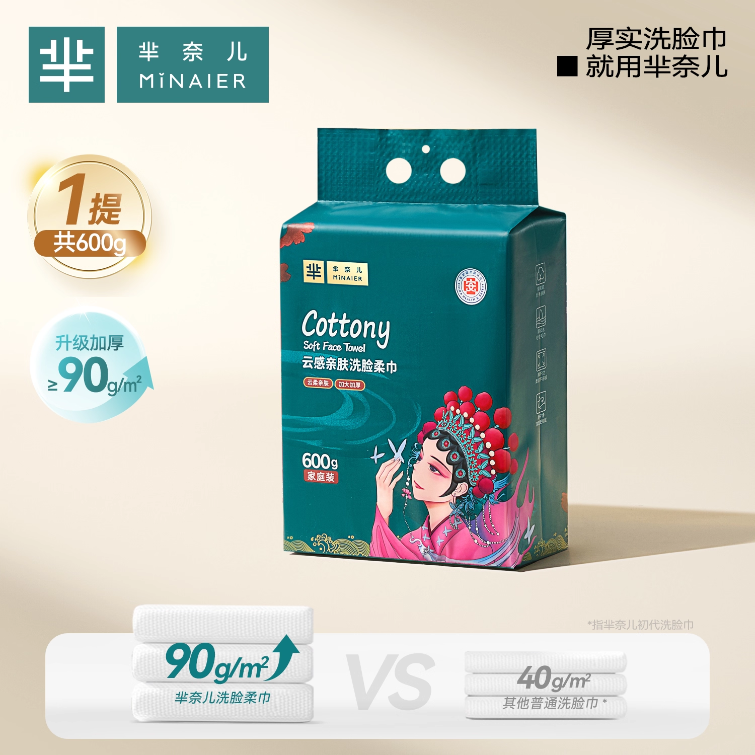 芈奈儿 洗脸巾国潮加厚悬挂式一次性纯母婴可用棉洁面巾壁挂式正品 23.9元