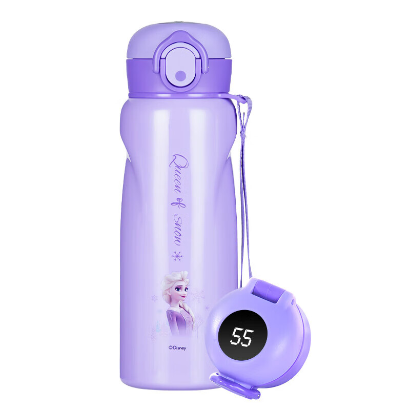 Disney 迪士尼 儿童保温杯智能显温316不锈钢女小便携直饮壶喝水杯子 65.91元