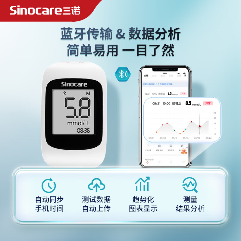 Sinocare 三诺 优智血糖仪 SC301 Air 100支套装 105.4元