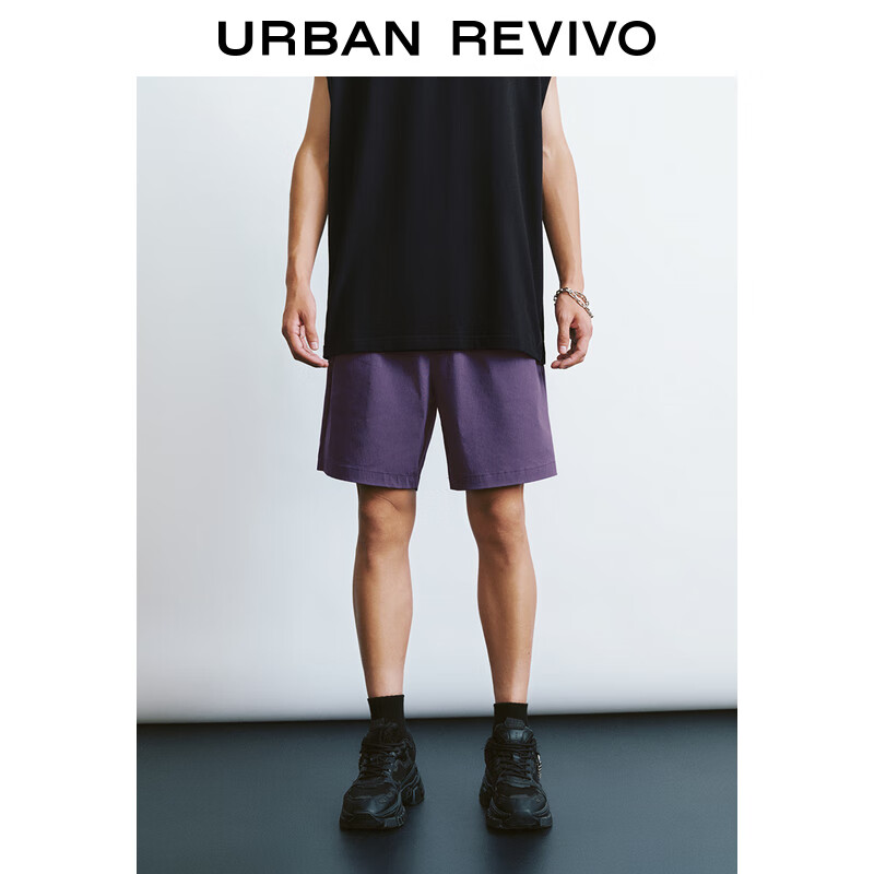 URBAN REVIVO UR2024秋季男装休闲干净感系绳贴袋宽松短裤UMY640004 暗紫 34 139元（