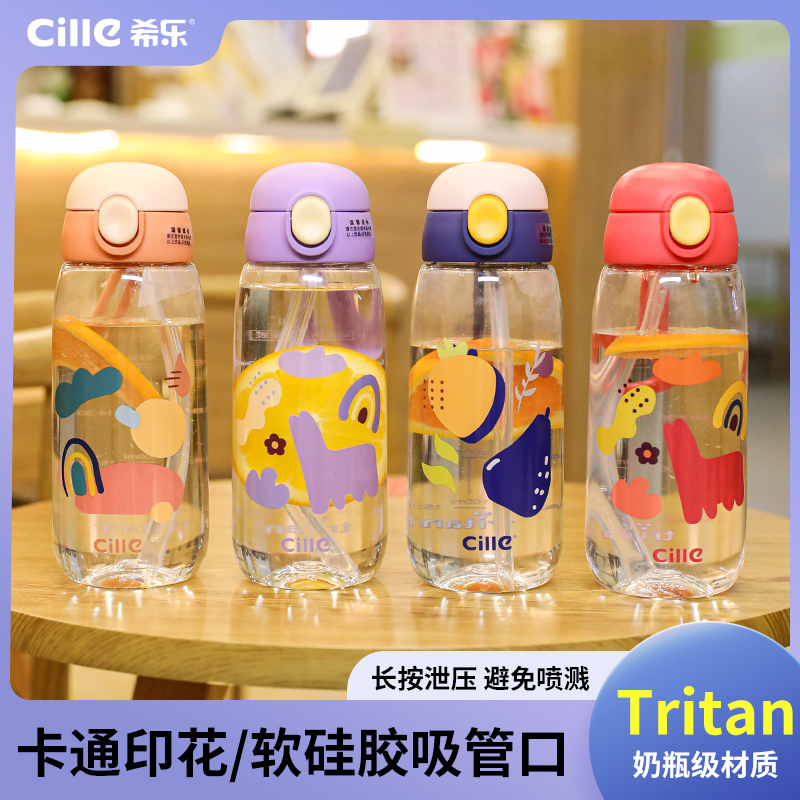 88VIP：cille 希乐 Tritan塑料水杯 简约吸管杯600ml 15.9元（需用券）