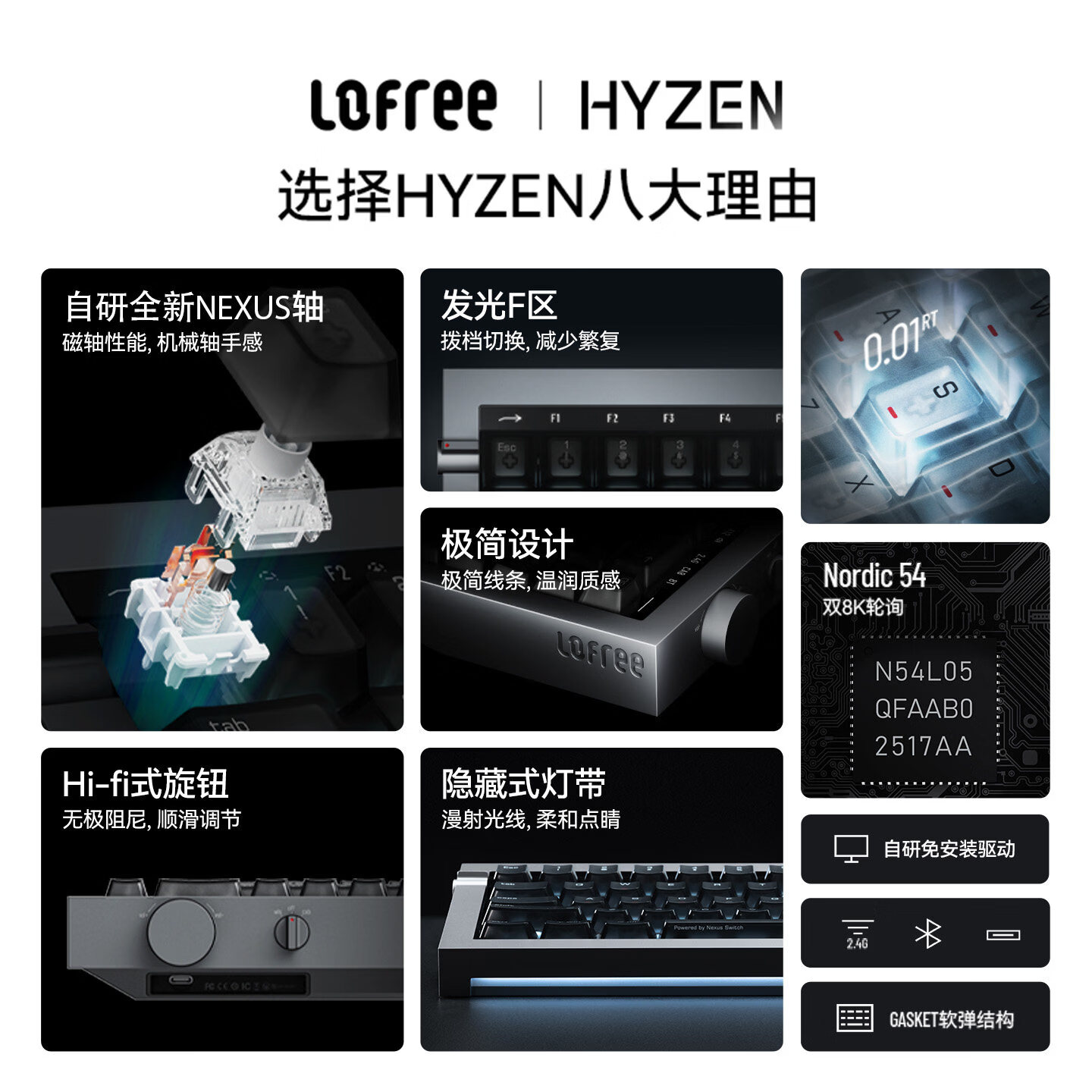 洛斐 HYZEN67磁轴机械键盘无线三模fps电竞游戏专用外设全铝坨坨键盘 1699元 - 清风线报