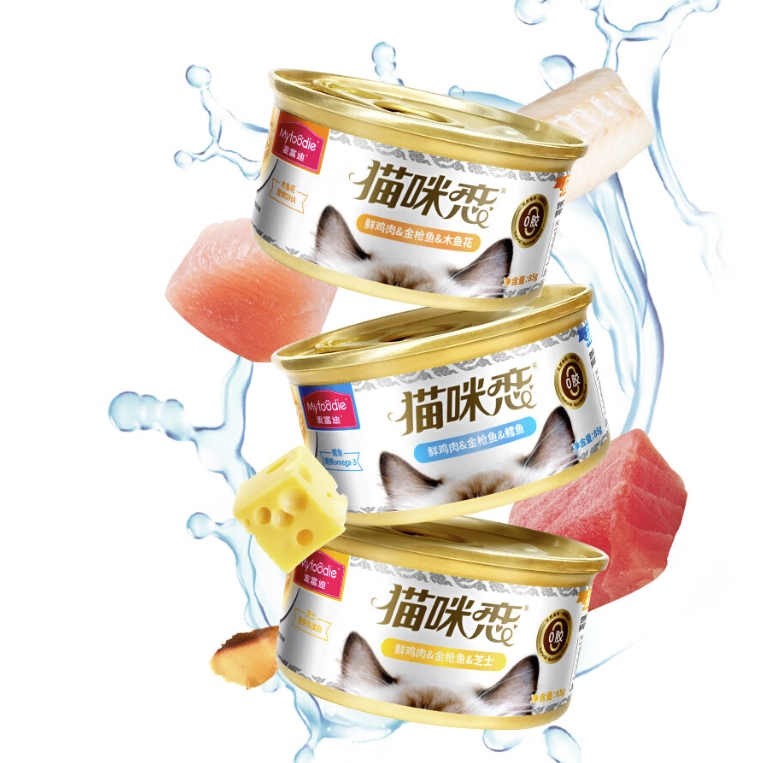 Myfoodie 麦富迪 升级款 鸡肉金枪鱼混合装猫罐头 85g*24罐 70.06元