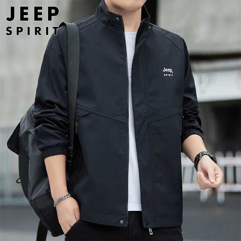 JEEP SPIRIT 吉普外套男夹克男秋季男士休闲宽松男装立领上衣服 黑色 XL 188元