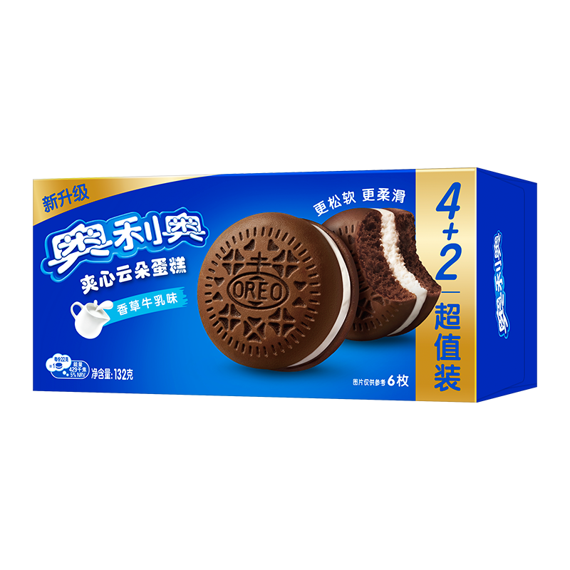 88VIP：奥利奥 夹心云朵蛋糕香草牛乳味 糕点休闲零食 早餐下午茶132g 6.36元
