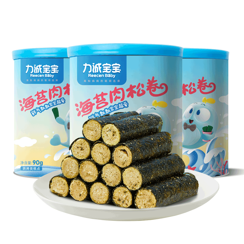 PLUS会员：力诚宝宝 海苔肉松卷 原味 90g*1罐 5.84元包邮（需领券）