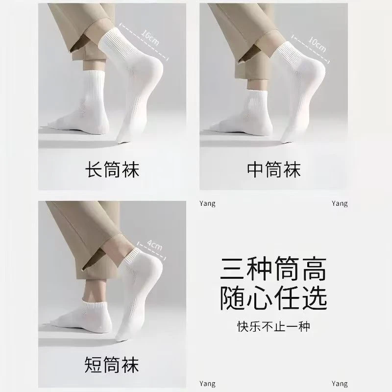 勋阳宇乐 十双装 新疆长绒棉袜子男士7A抗菌防臭吸汗短袜透气纯色中筒袜秋