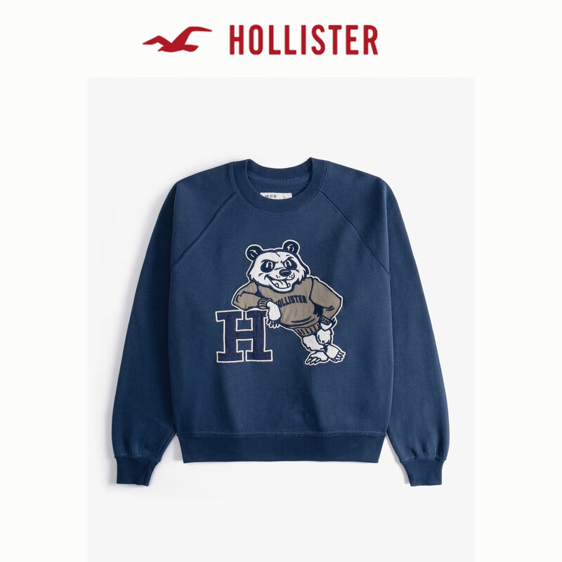 PLUS：HOLLISTER 经典LOGO抓绒情侣卫衣 男装女装 KI322-4216 海军蓝 69.96元（需领券