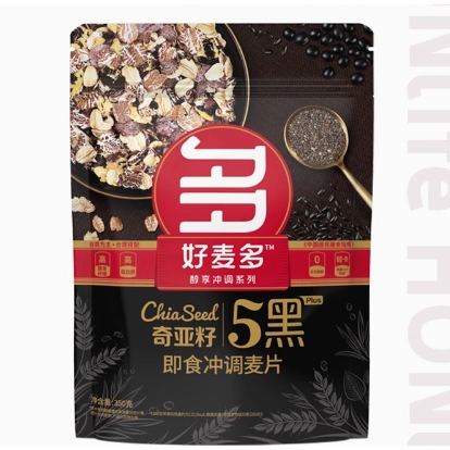 HONlife 好麦多 奇亚籽5黑燕麦片 350g*1袋 9.85元/件（需购2件，实付19.7元包邮）