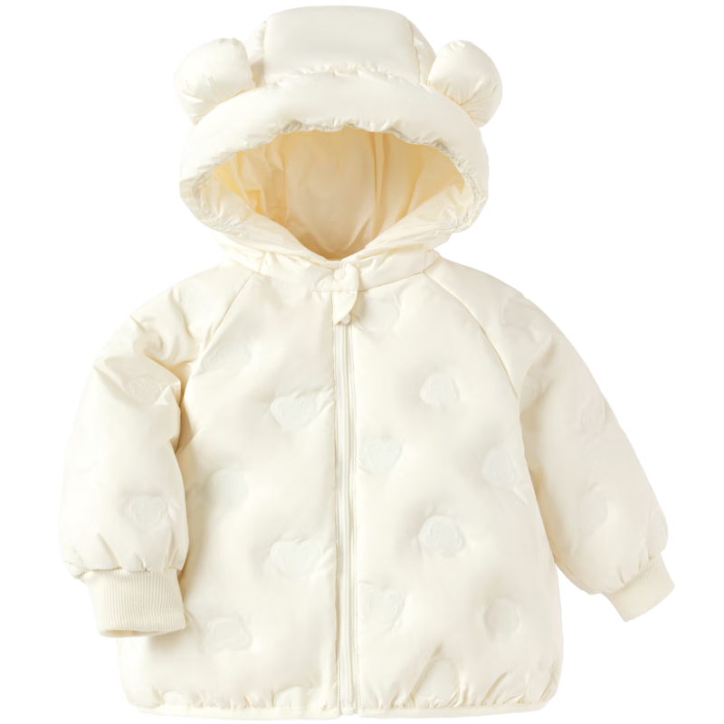 巴拉巴拉宝宝羽绒服男童童装婴儿秋冬女童外套轻薄舒适时尚萌趣潮 奶油白