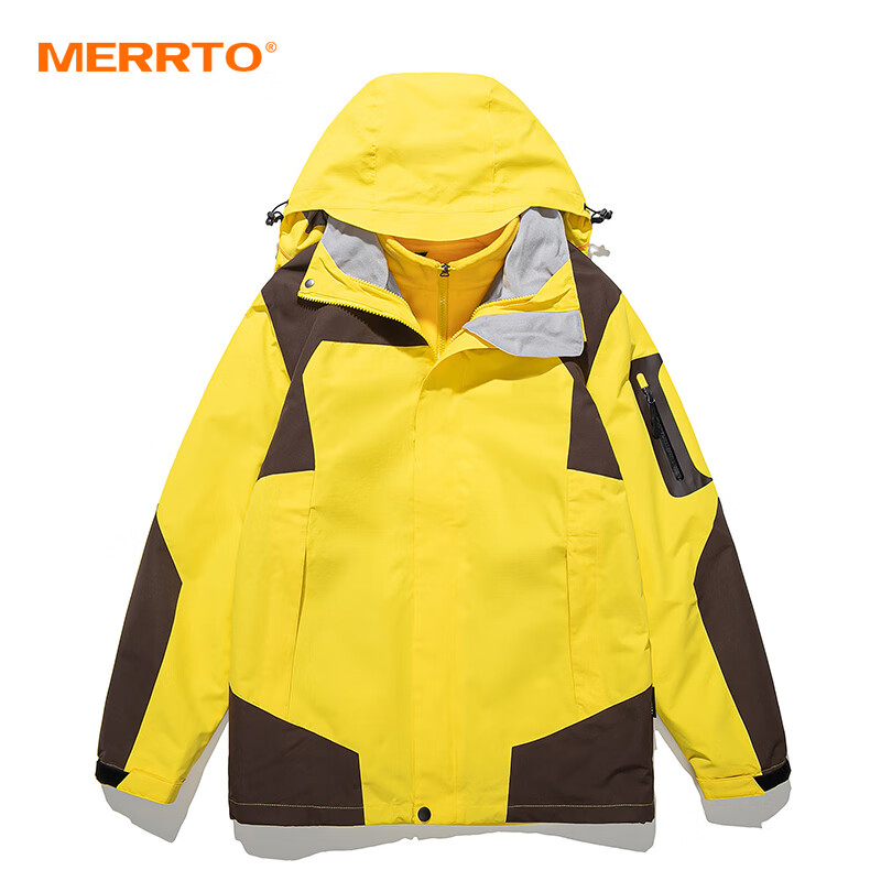 MERRTO 迈途 户外冲锋衣三合一秋冬季登山旅游可拆卸两件套 黄色 ￥88