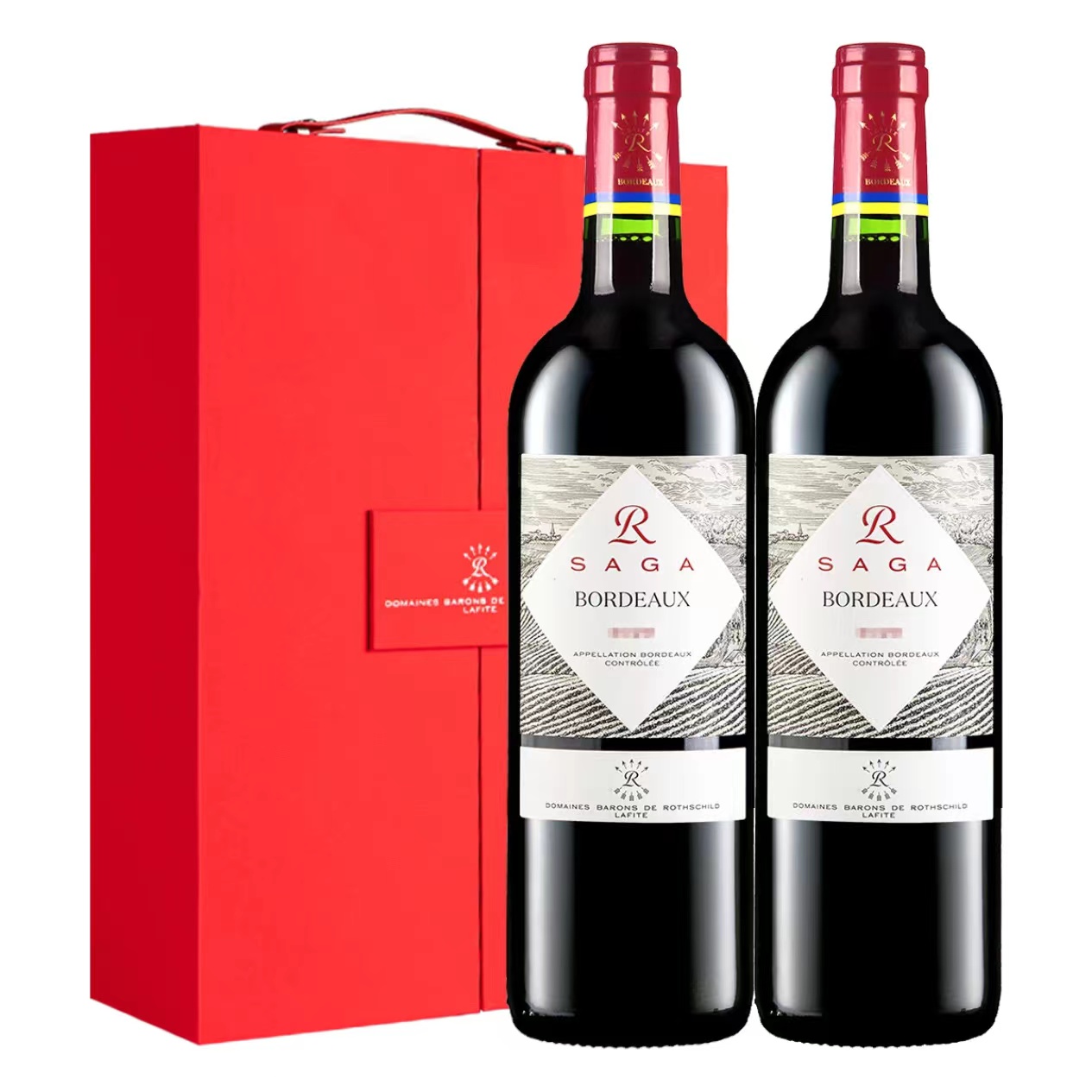 拉菲古堡 法国进口 罗斯柴尔德 波尔多 传说 干红葡萄酒 750ml*2 双支 红色礼