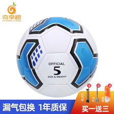奇享橙 5号训练足球 PVC机缝教学用球青少年用球蓝色款 球皮加厚耐磨款5号