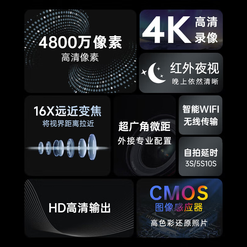 松典 DV254K摄像机光学变焦专业5K高清手持vlog相机会议记录旅游 563元