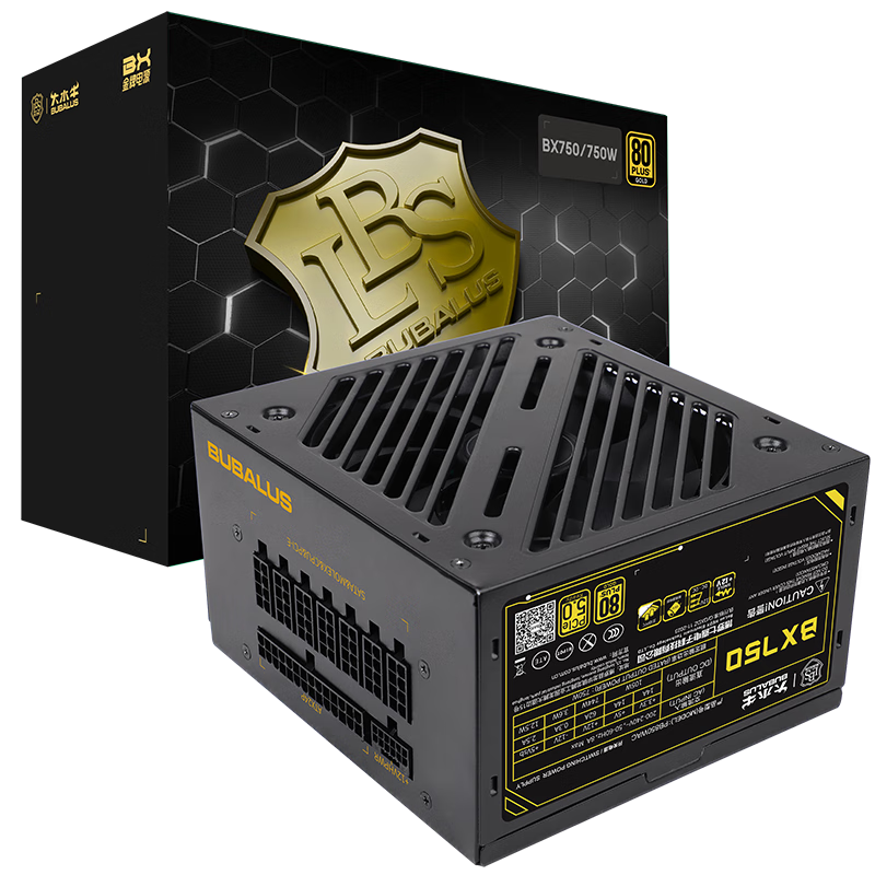 PLUS会员：大水牛（BUBALUS）额定750W BX750全模组金牌电脑电源（原生PCIe5.0/双CP