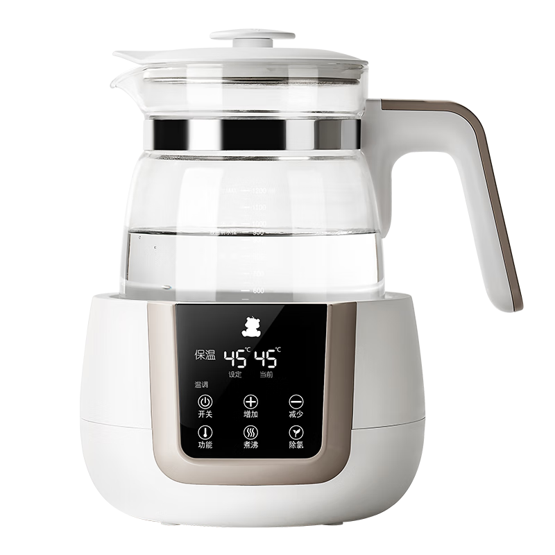 PLUS会员：小白熊 恒温水壶婴儿调奶器奶瓶冲泡奶粉热水壶温奶器1.2L烧水壶 