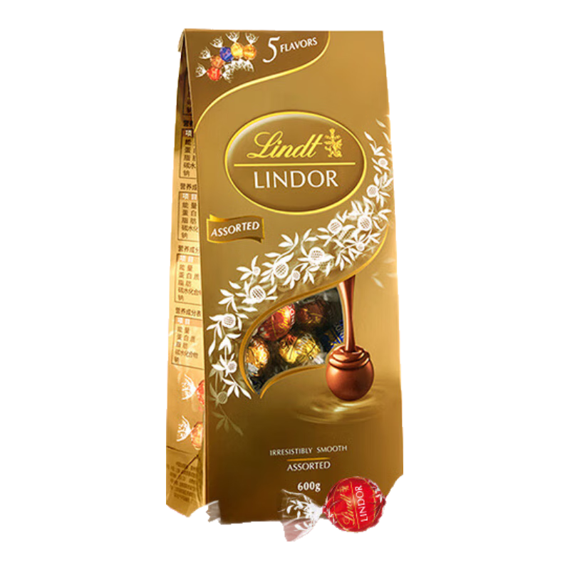 plus：Lindt瑞士莲巧克力软心精选分享装600g 休闲零食新年礼物年货送礼 103.55