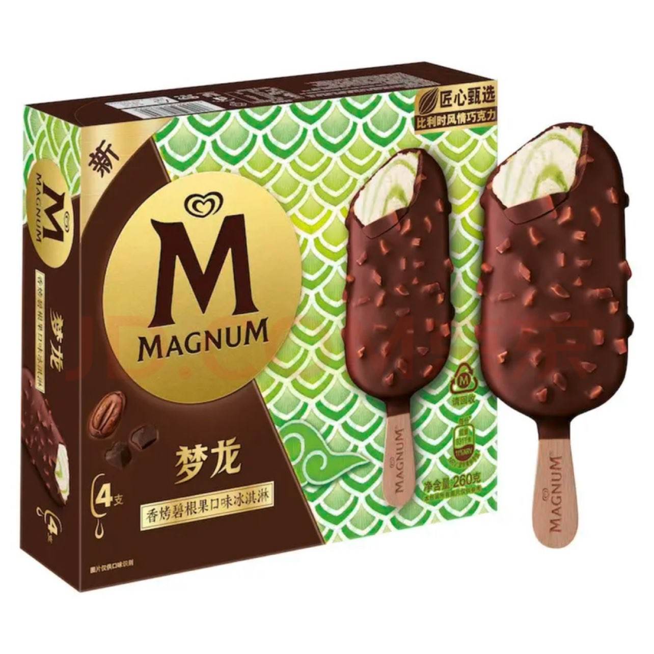 PLUS会员：MAGNUM 梦龙 小青龙香烤碧根果冰淇淋 65g*4支*8件 94.8元（合11.85元/件