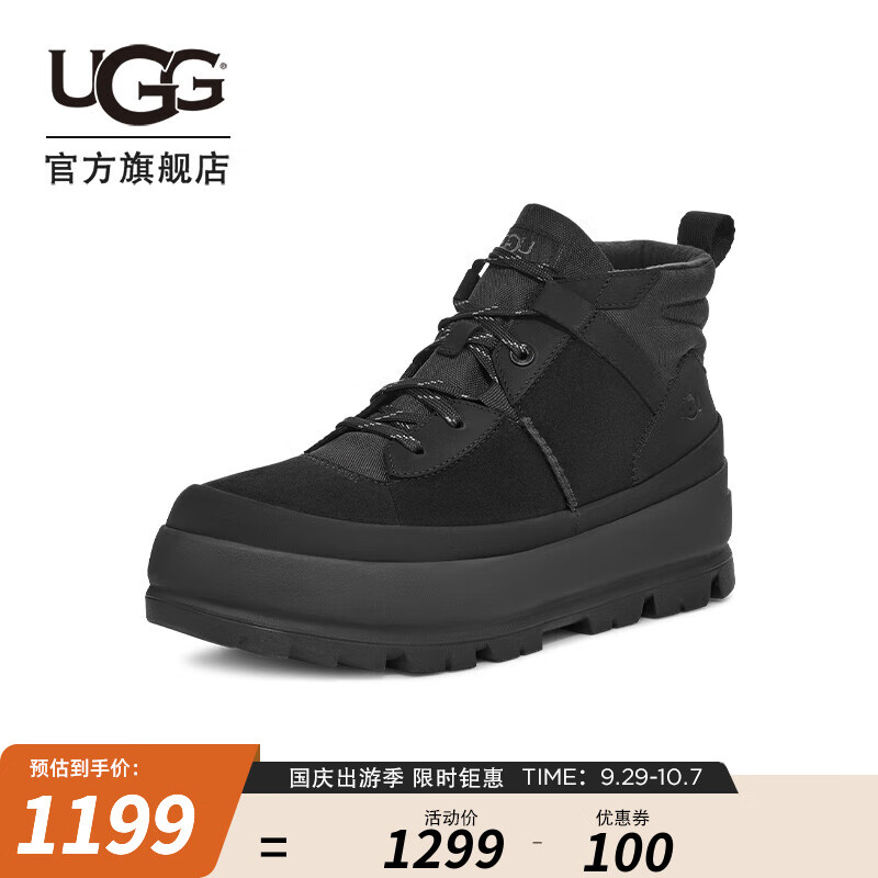 UGG 秋季男士舒适时尚纯色系带短款马丁靴轮胎休闲靴 1158214 BLK | 黑色 41 1199