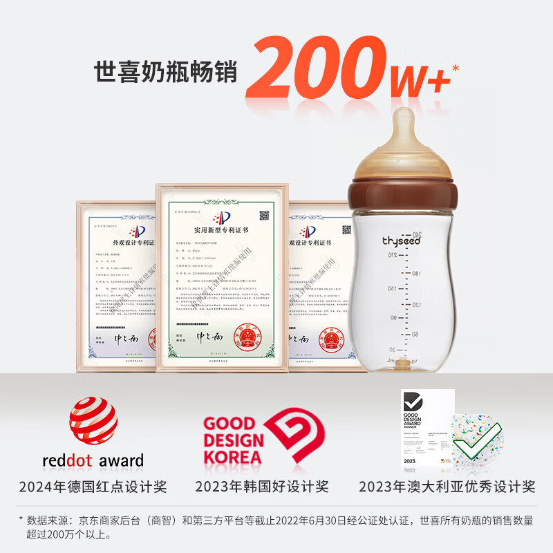 世喜 PPSU防胀气奶瓶 240ml 3-7个月 127.55元 - 线报酷