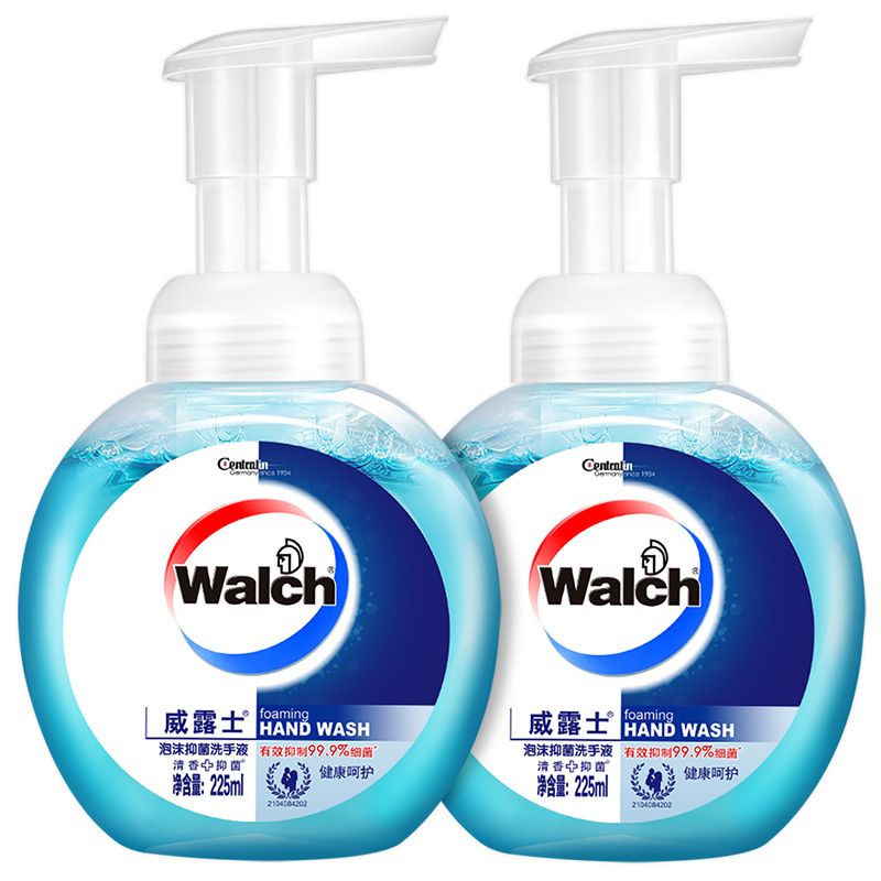 Walch 威露士 泡沫洗手液 健康呵护225ml×2 抑菌消毒99.9% 泡沫丰富易冲洗 21.8元