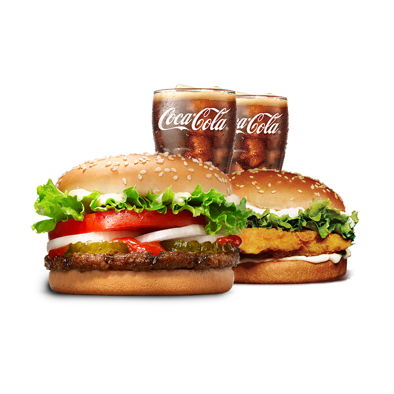 汉堡王 鸡牛双堡饮料4件套 单次券 到店兑换电子券 18.9元